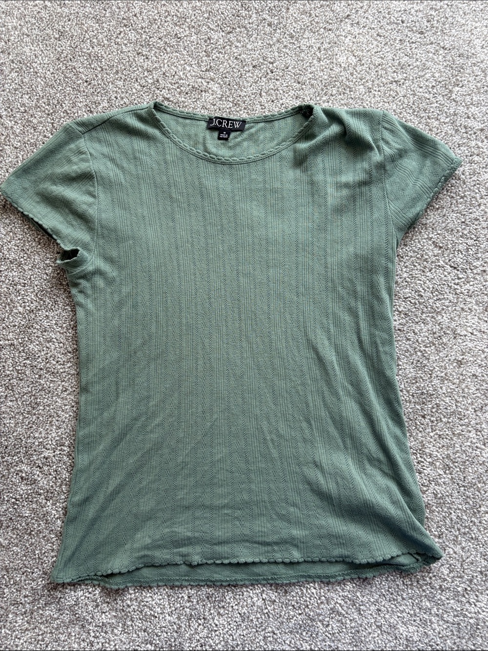 J. Crew sage green knit detailed Short Sleeve Tee 100% cotton